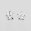 Brincos de Tarraxa Flor de Cinco Pétalas de Diamante Transfronteiriços Europeus e Americanos Malachite para Meninas Flor Zircônia Design de Nicho Popular Diamante Incrustado