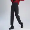 Leggings elásticos de cintura alta calças de lã novas de inverno moda mãe calças harém grossas