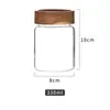 Frasco de Almacenamiento de Madera con Tapa para el Hogar, Frasco de Almacenamiento de Vidrio de Borosilicato Grueso Transparente, Lata Sellada a Prueba de Humedad para Café Molido y Té