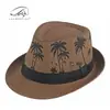 Sombrero de Playa de Protección Solar de Verano para Mujer, Sombrero Jazz con Estampado de Palmera, Sombrero de Paja Transpirable para Hombre