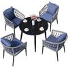 Mesas y Sillas de Exterior, Mesa de Comedor para Patio de Ocio Balcón, Sillas de Ratán, Combinación Moderna Sencilla, Aleación de Aluminio, Muebles de Ratán de Celebridad de Internet, Pizarra