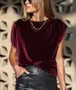 2026 Nova Primavera e Verão Europeu e Americano Amazon Wish Moda Casual de Veludo Coreano Tops Camisetas para Mulheres