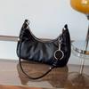 2025 Nueva Moda Negro Puro Casual Simple Bolso de Hombro de Gran Capacidad Bolso para el Trabajo Bolso de Axila Bolso Dumpling Bolso de Mano
