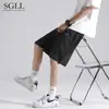Shorts para Primavera e Verão 2026, Novo Estilo, Esportivo, Modelagem Solta, Calça Reta Emagrecedora com Cordão, Unissex, Simples Bermuda de Cinco Pontos