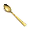 Cuchillo para Bistec de Acero Inoxidable 1010 Dorado, Cuchara para Sopa, Tenedor, Cuchara de Postre, Set de Cubiertos Occidentales con Patrón Floral Engrosado