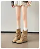 Pantalones de Temporada Primer Encuentro Botas de Pierna de Caballero Botas de Tacón Oculto Botines Maillard Botas Western para Mujeres de Baja Estatura Botas Apiladas Otoño