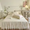 Saia de cama de renda estilo princesa, peça única, esconde a parte inferior, novo modelo 2025, capa de cama de algodão lavável, saia de cama à prova de poeira, conjunto de cama estilo saia de cama