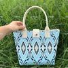 Bolso de Mano Tejido Estilo Coreano, Bolso de Mano de Moda Houndstooth para Viajeros de Gran Capacidad, Bolso de Mano Casual Versátil, Bolsa para el Almuerzo