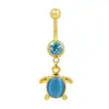 Gebe Europeu e Americano Transfronteiriço Geral Aço Inoxidável Clave do Umbigo Anel de Umbigo de Animal Cavalo-Marinho Anel de Umbigo com Diamante Colorido Joia Piercing da Moda