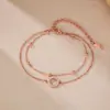 Nuevo Pulsera de Diamantes Chapada en Oro Rosa Moda Coreana Pulsera de Acero de Titanio de Doble Capa Estilo Mori para Niña Joyería Versátil
