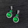 Pendientes de Plata de Ley 925 Chapada con Calcedonia Verde Hielo Incrustada Ágata Blanca Pendientes de Botón de Jade Versátiles para Mujer Suministro para Transmisión en Vivo de Joyería