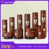 Grão: grão de madeira, cosméticos, garrafa de conjunto cosmético de alta qualidade, garrafa de tampa longa, garrafa de loção de alta tampa, esfoliação PET, garrafa de spray, garrafa de creme de parede grossa