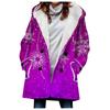Abrigo trench de mujer nuevo de 2023 de venta caliente transfronteriza invierno engrosado estilo europeo y americano patrón navideño abrigo con capucha lote