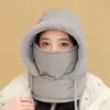 Chapéu Lei Feng Quente de Inverno com Forro de Lã, Chapéu Integrado com Máscara Espessa à Prova de Frio e Cachecol, Capacete à Prova de Vento para Ciclismo ao Ar Livre