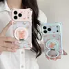 Funda de teléfono con diseño de oso de lunares adecuada para Apple 18 Pro Max, iPhone 17 con soporte, 16 linda, 15 con agujeros precisos
