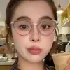 Celebridade da Internet Europeia e Americana Estiloso Olho de Gato Metal Plano Espelhado Armação de Óculos Para Miopia Pode Ser Combinado com Lentes de Grau Lisas Moda Marrom
