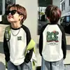 Camada Base de Lã para Meninos 2026 Outono/Inverno Novo Estilo Camiseta de Manga Longa com Bloco de Cores para Crianças Roupa de Baixo Outono/Inverno