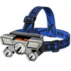 Linterna frontal de 5 LED transfronteriza, lámpara de avión, linterna potente, cabeza montada con carga USB, lámpara de mantenimiento, lámpara de minero, linterna frontal para exteriores