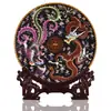 Plato de Cerámica Artesanal Chengxiang de Dragón y Fénix Jingdezhen Decoraciones Cerámicas con Patrón de Dragón Plato de Asiento Adornos para la Entrada del Hogar Chino