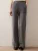 Caimento e toque macio~calça casual de tricô de caxemira para bebê, calça feminina de cintura alta, perna larga, solta, para outono e inverno, calça reta