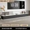 Mesa de centro de luxo simples de chão para a sala de estar, combinada com um rack de TV, mesa de centro de vidro espesso, completa com estofamento macio