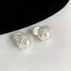 Pendientes de Clip de Perla Envueltos Estilo Tweed Sin Agujeros en las Orejas, Pendientes de Lujo Accesible de Gama Alta, Pendientes Únicos, Exquisitos y de Moda