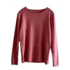 Blusa de Base Branca para Mulheres Novo Estilo Outono Malha Camada Interna Manga Longa Blusa Fina Gola Redonda