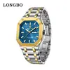 Reloj Longbo comercio exterior transfronterizo superventas reloj para hombre esfera octogonal moderno de negocios impermeable correa de acero reloj de cuarzo