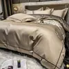 Juego de ropa de cama de cuatro piezas estilo lujo, de algodón puro, hecho con algodón de fibra larga de Xinjiang, adecuado para otoño e invierno, incluye una sábana de algodón, una funda de edredón y una sábana bajera