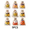 Bolsa de lino para Halloween, bolsillo, lámpara de calabaza, bolsa de regalo, bolsa de regalo de Halloween, bolsa de lino con cordón