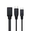 Um minuto dois telefone móvel tablet carregamento de dados linha de extensão Android Type-c fêmea para micro macho + TYPE-C macho