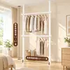 Perchero de suelo a techo, no requiere taladrar, extensible, adecuado para dormitorios, balcones y uso en interiores, con diseño reforzado y engrosado, para colgar ropa y almacenar artículos, producto transfronterizo