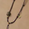 Cordão de Colar Trançado para Mulheres, Cordão com Pingente de Buda de Jade Hetian, Cordão de Couro, Cordão para Pingente de Clavícula de Sândalo, Cordão Trançado Artesanal Atacado