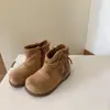 Zapatos de Invierno para Niños con Flecos de Gamuza Botines Cortos para Niños Pequeños Botas para Niñas Doble Algodón con Terciopelo Botas de Algodón de Princesa para Bebés Cálido