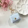 Nuevo Estuche Mini para Auriculares Tejido de Cuero a Cuadros Brillante, Llavero de Lujo Ligero, Billetera Portátil para Monedas, Colgante para Bolso
