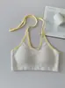 Camisola tipo halter Dopamine para mujer con copas, top strapless, top moderno y único