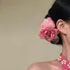 Pinza para el pelo de flor de rosa rosa dulce y atmosférica, Accesorio para el pelo para sesión de fotos de primavera y verano, Estilo de vacaciones en la playa