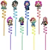 Nuevos Estilos de Popotes Espirales de Colores para el Grupo de Chicas Cazadoras, Popotes Curvos de Plástico PET de Grado Alimenticio con Parches Decorativos Fabricante