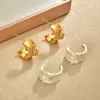 Pendientes Elegantes de Textura Amplia Cepillada Estilo Francés, Pendientes Dorados de Semicírculo Tachonados con Diamantes, Pendientes de Diseño de Nicho de Lujo Ligero para Mujer