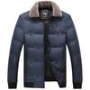 Moderna Ropa Exterior de Algodón para Hombre con Cuello de Piel Ropa Exterior de Invierno Abrigada Corta de Algodón Cálida Cuello Solapa Ropa Exterior de Algodón con Relleno Casual de Invierno