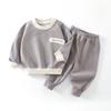 Conjunto de Moletom Infantil Outono e Inverno Corta-vento e Confortável Bebê Casual Esportivo Passeio Roupa de Cima e Calça Conjunto de Duas Peças