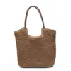 2025 Nueva Bolsa de Playa Tejida a Mano con Lazo Lindo Moda Casual Hombro Paja Tejida Bolsa Tote de Vacaciones