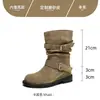 Botas de Caballero con Elevación Interior Botas de Mujer Tacón Grueso Otoño Meiduidui Lade 2026 Hebilla de Cinturón Occidental Nueva Moda