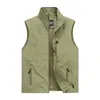 Colete outdoor para primavera, verão e outono, estilo fino, colete de trabalho masculino com múltiplos bolsos e gola alta