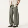 Jeans de algodón puro estilo americano con dobladillo curvo para hombre, nuevo modelo otoño 2026, corte holgado, alta gama, elegantes y geniales, pantalones largos al por mayor