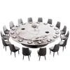 Nueva Mesa de Comedor de Hotel Eléctrica Grande Redonda para 20 Personas, Mesa Giratoria de Pizarra para Habitaciones de Club de Hotel, Mesa para Hot Pot, Villa de Banquetes