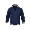 Chaqueta de béisbol para hombre talla europea, abrigo casual para primavera y otoño, color liso, cuello alto, con cremallera, ropa para hombre, comercio exterior transfronterizo