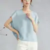 Blusa de Seda Guanle Crepé con Textura de Patrón Espiga 100% Seda de Morera para Mujer, Top Minimalista de Manga Raglán para Verano