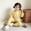 Nuevo Estilo Coreano Ropa de Casa para Niñas Lindo Conjunto de Pijama Dibujo Animado de Cachorro Lindo Ropa de Casa Conjunto de Dos Piezas Primavera y Otoño