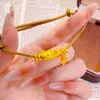 Anillo de Correr de Oro Arena Vietnamita con Puntos Diamante Estrella de Cinco Puntas Baguette Pulsera de Gato para Mujer, Linda, Exquisita y Atractiva Pulsera de Gato
